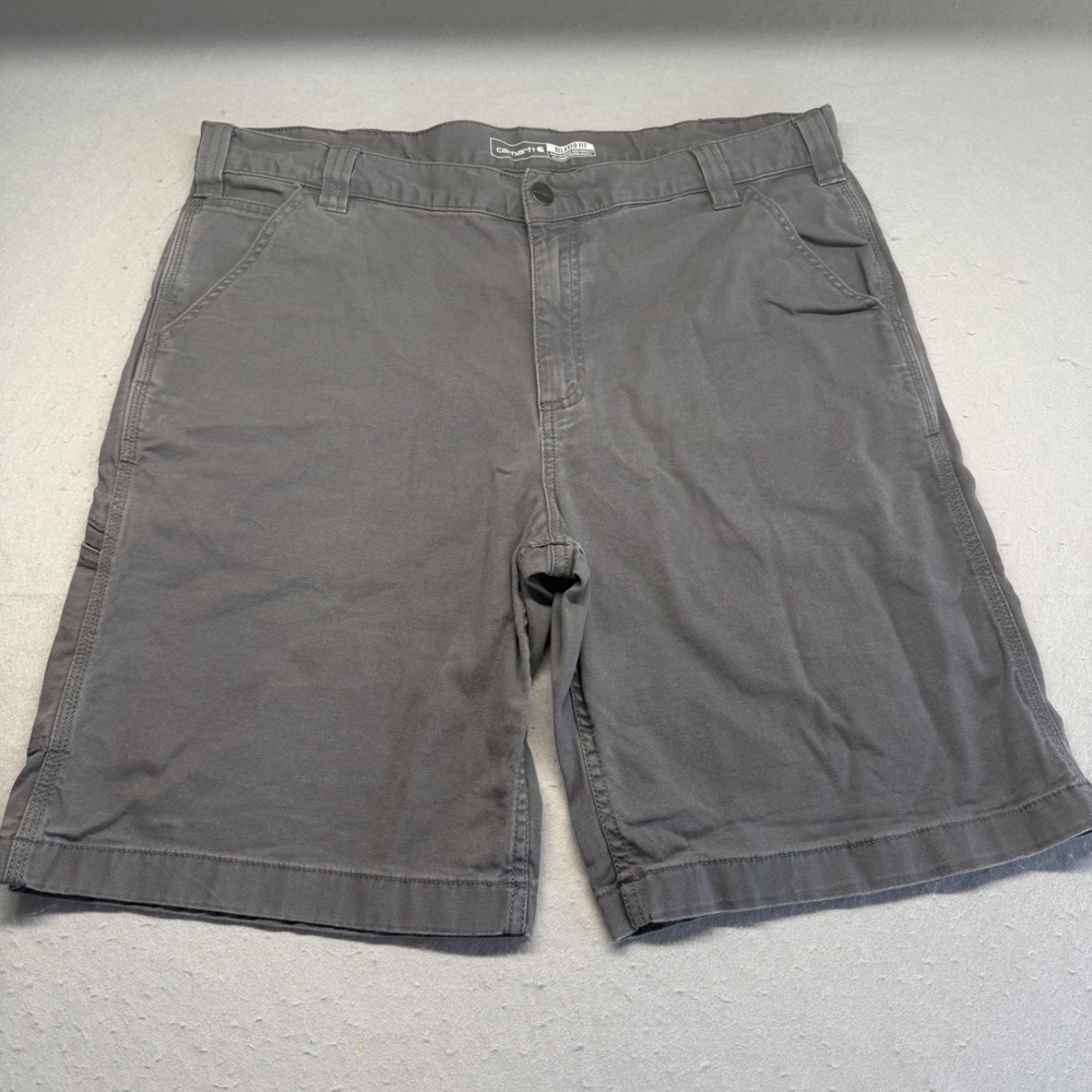 Carhartt Work Shorts Mens 38 Grey Rugged Flex Relaxed Fit Canvas Utility